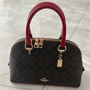 New Signature Coach Bag, Brown and Red